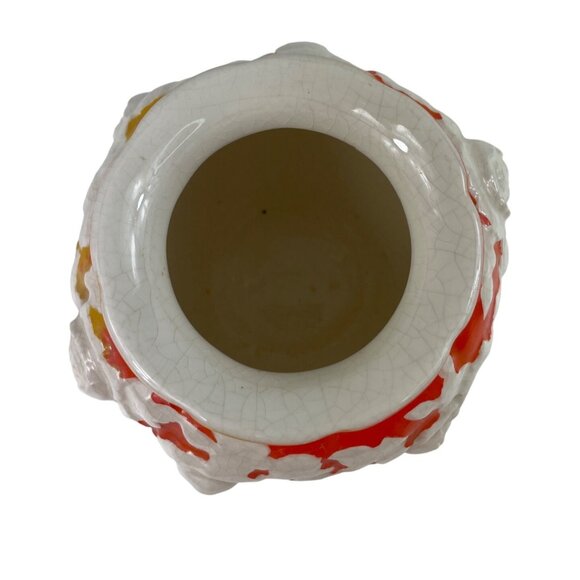 Moriyama Mori Machi Ceramic Vase White/Orange Raised Flowers - Picture 5 of 13